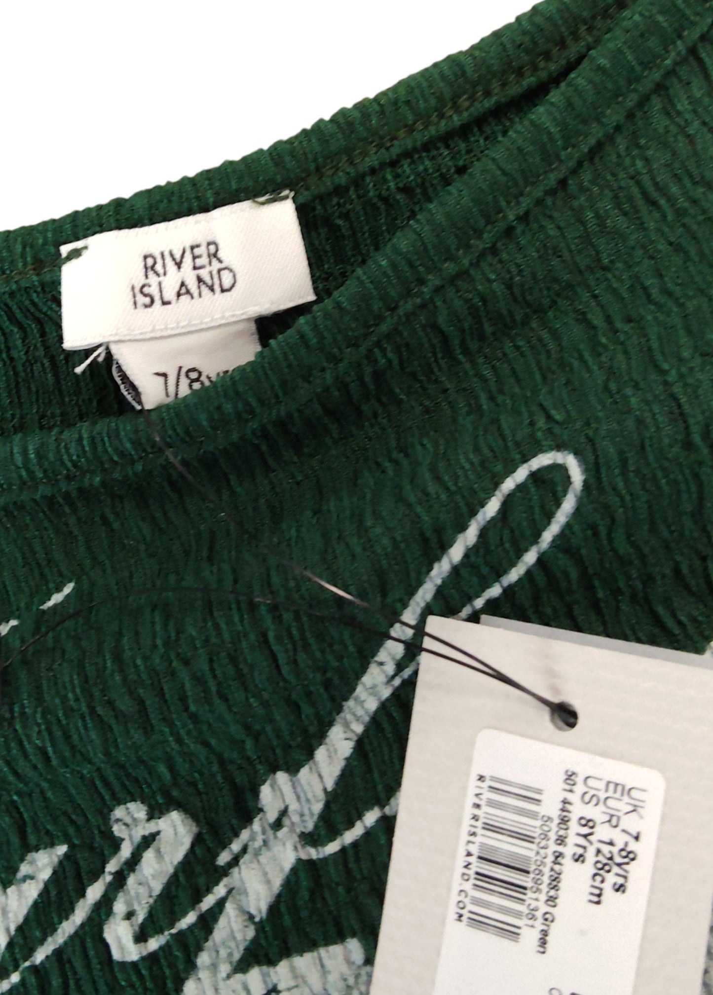 River Island Womens Green Graphic T-Shirt UK 7-8 Years Positive Energy Self Care