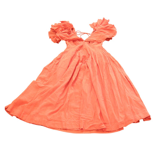 River Island UK6 Women's Orange Maxi Dress Ruffled Sleeves Summer Fashion