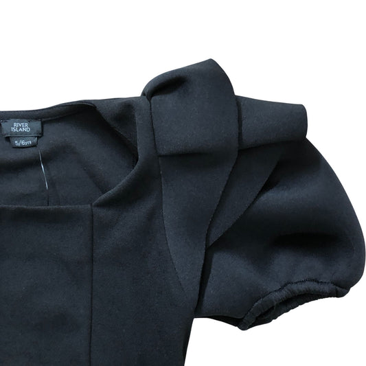 River Island Black Puff Sleeve Top Size 5-6 Years Girls Clothing Trendy Style