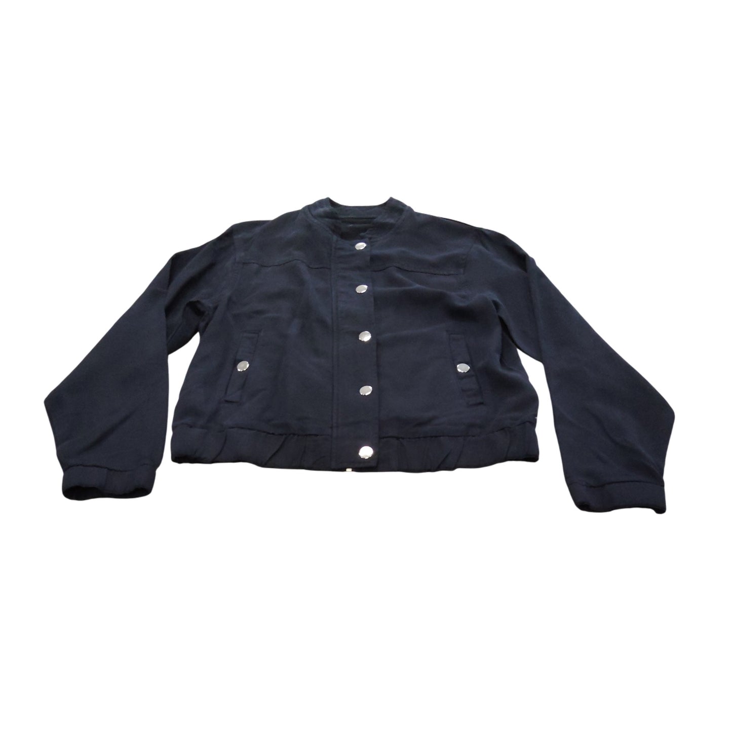 Premium Black Bomber Jacket Size M Men's Casual Style with Snap Fasteners