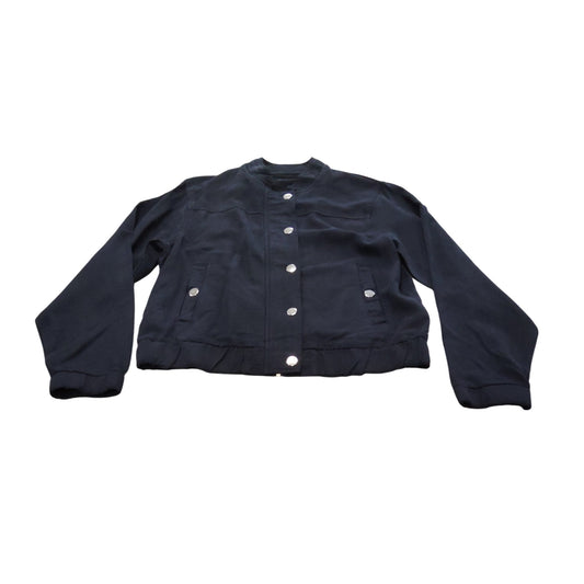 Premium Black Bomber Jacket Size M Men's Casual Style with Snap Fasteners