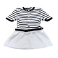 Rivers Island Striped Dress UK8 Women's Short Sleeve White Black Ribbed
