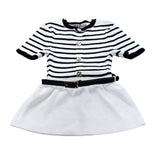 Rivers Island Striped Dress UK8 Women's Short Sleeve White Black Ribbed