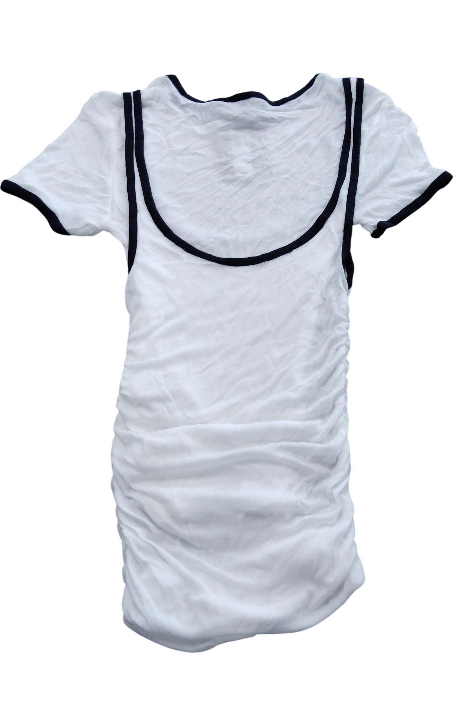 River Island Women's White Short Sleeve T-Shirt XS Round Neck Striped Trim