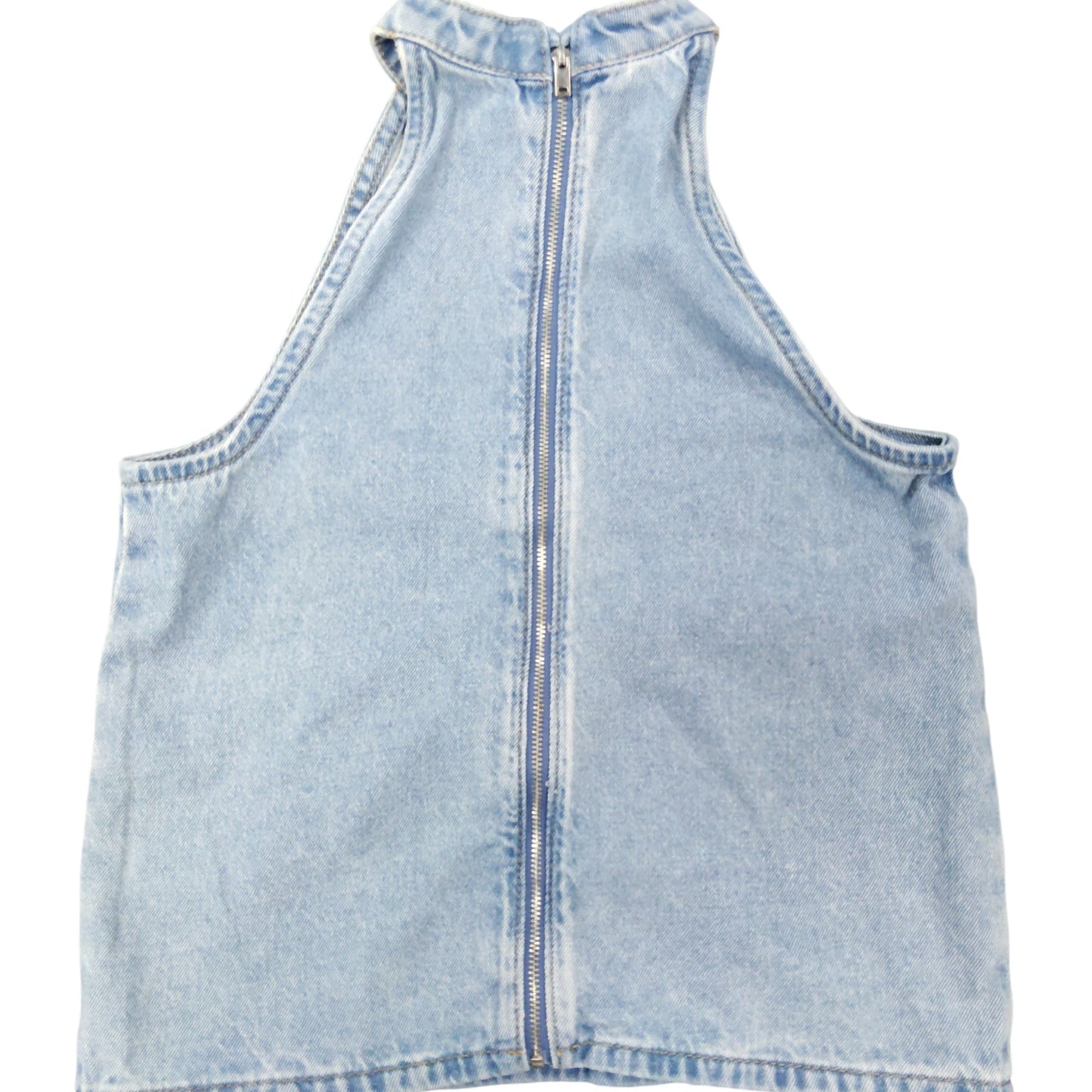 River Island Denim Tank Top 12YRS Women's Floral Embroidery Light Blue