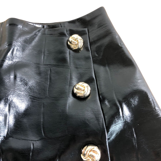 River Island Black Faux Leather Skort UK6 Women's A-Line