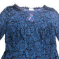 Lace Dress UK8 Women's Navy Floral Design Long Sleeve