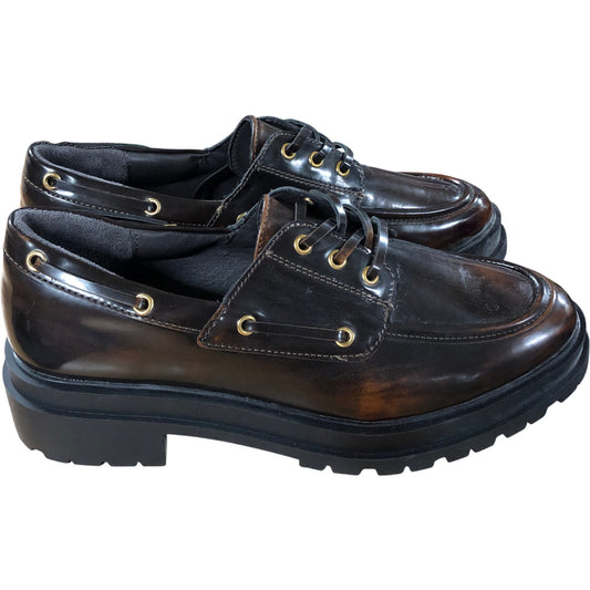 River Island Brown Chunky Brogues UK8 Women's Lace Up Synthetic Shoes