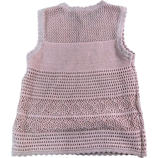 River Island Girls Crochet Vest Top Size 11- 12Years  Knit Sleeveless Pink