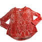 Branded Blouse UK12 Women's Red Snakeskin Print Long Sleeve Top