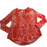 Branded Blouse UK12 Women's Red Snakeskin Print Long Sleeve Top