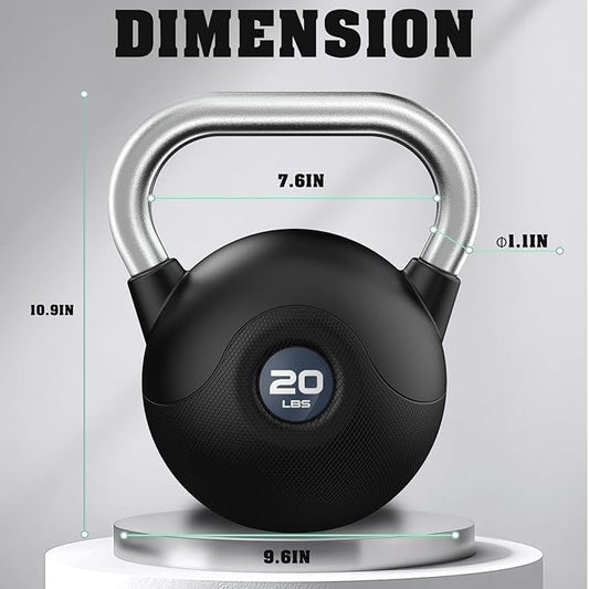 Winnow WN-20LB PU Covered Cement Kettlebell Strength Training Weight 20lbs