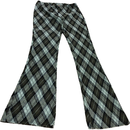 Checked Trousers Women's Flared Fit Khaki
