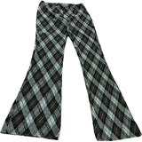 Checked Trousers Women's Flared Fit Khaki