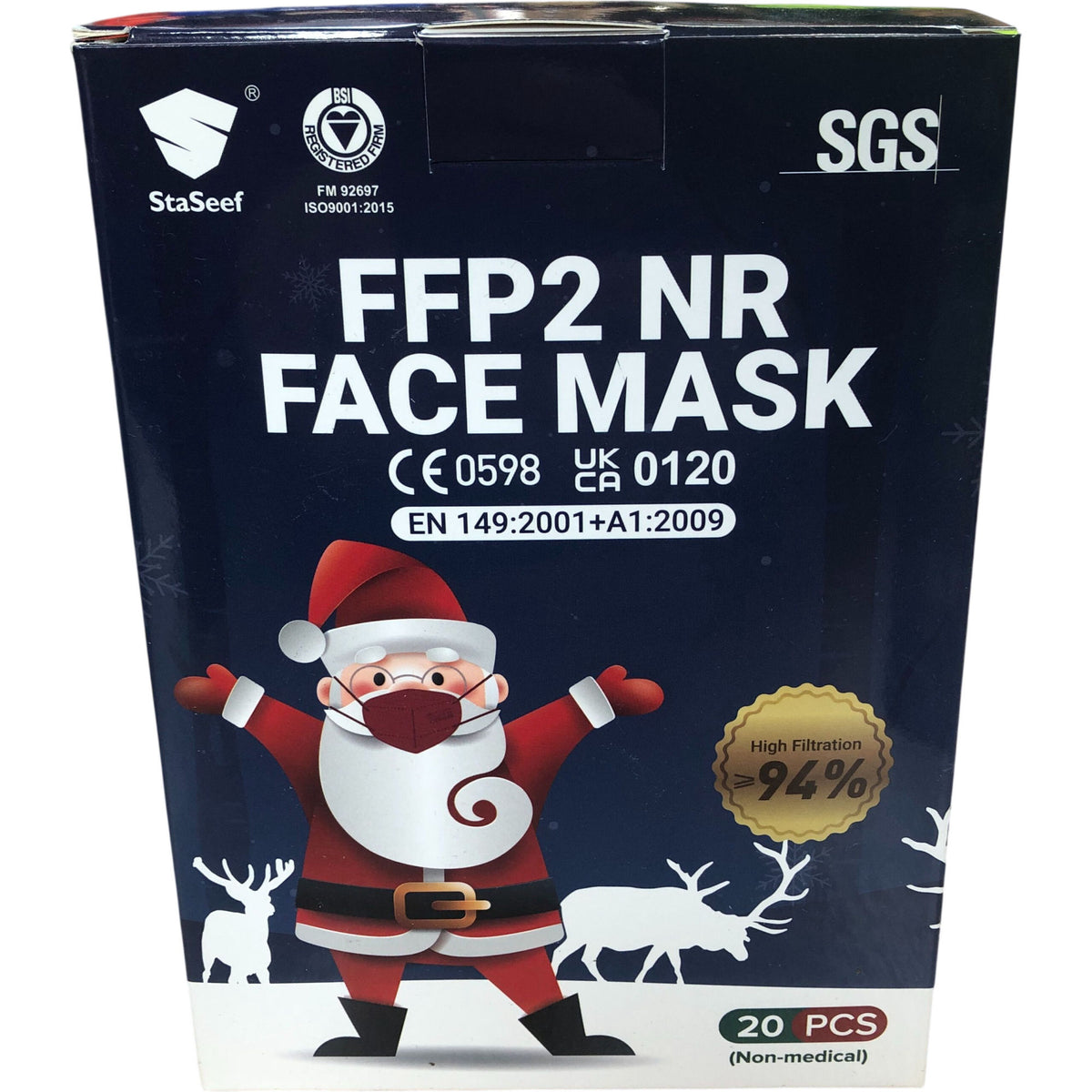 StaSeef FFP2 NR Face Mask CTPL-0020 High Filtration 94% Santa Design 20 PCS
