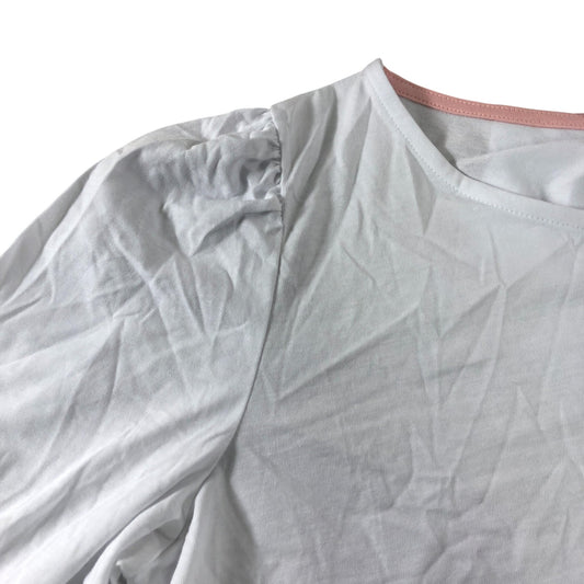 White Puff Sleeve Smock Cuff T-Shirt - Size 10