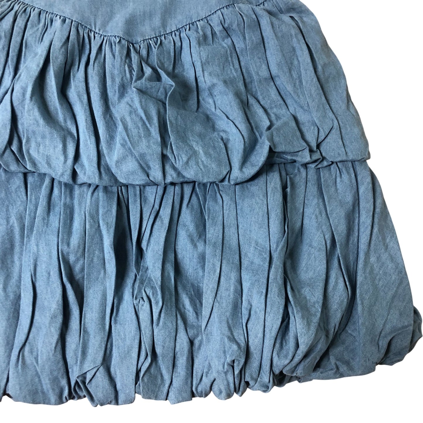 River Island Dress 7 Years Girls Blue Puff Sleeve Smocked Cotton Dress