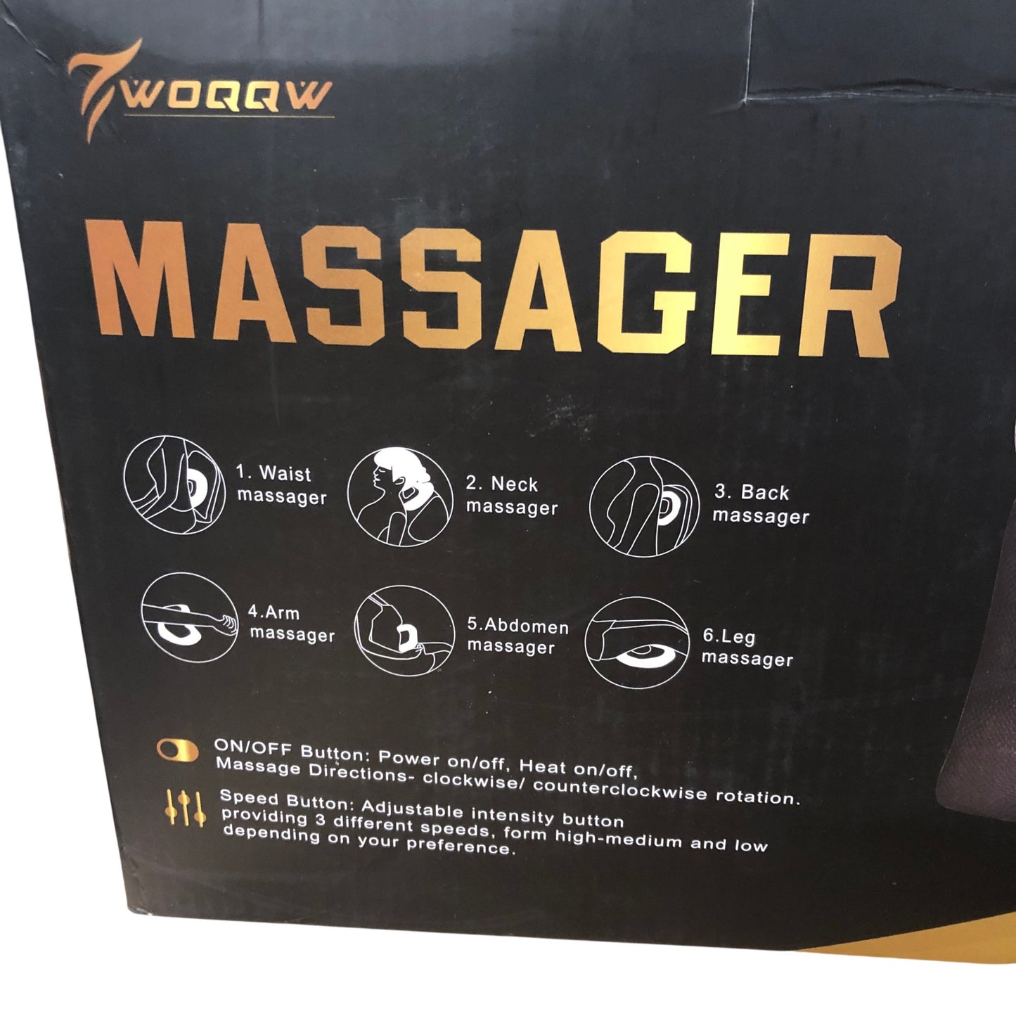 WORQW Shiatsu Neck And Back Massager With Heat Adjustable Speed Pillow