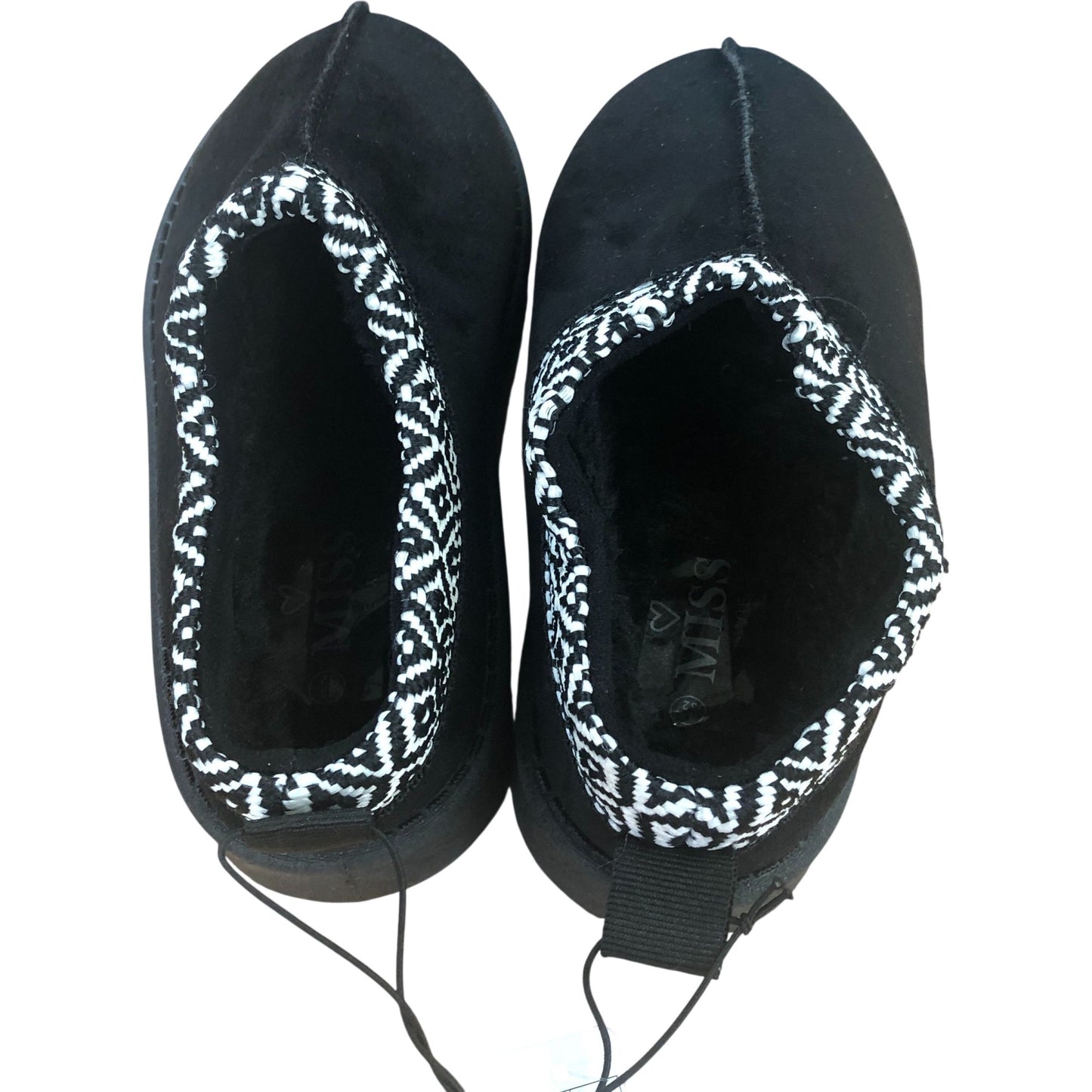 Miss E-Vie Girls Slippers UK13 Black Textile Upper Cozy Winter Footwear