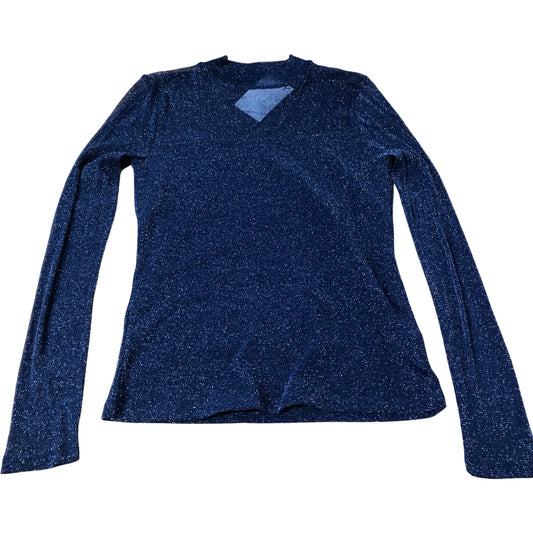 River Island Long Sleeve Sparkly Top Women's V Neck Blue Comfortable Style UK12