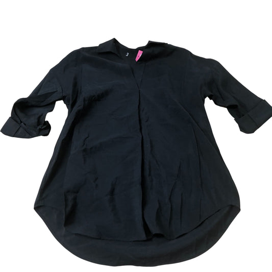 Black Tunic Top Women's V Neck Long Sleeve Casual Wear XS