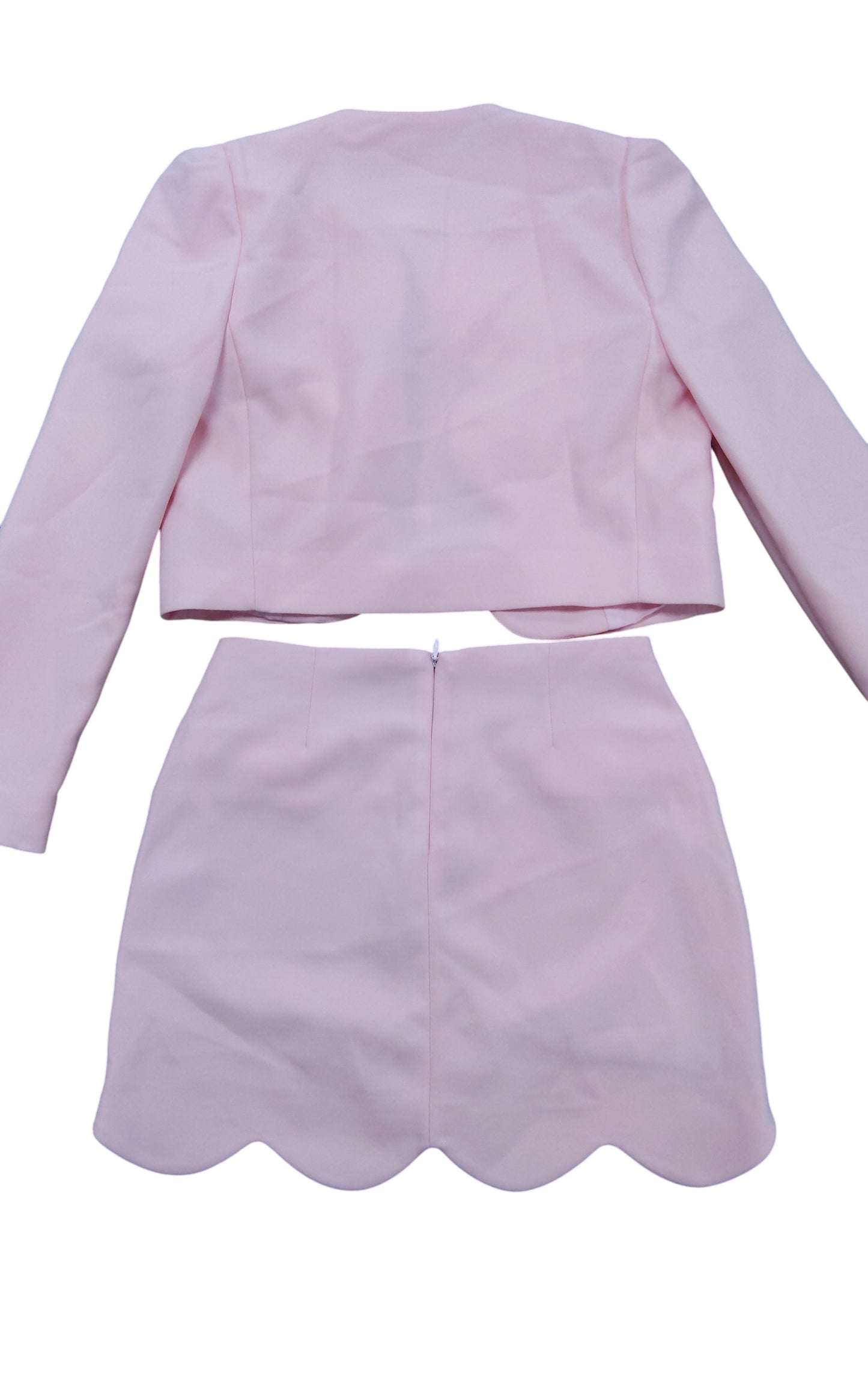 River Island Girls 9-10 Years Pink Scalloped Edge Blazer Skirt Suit Set