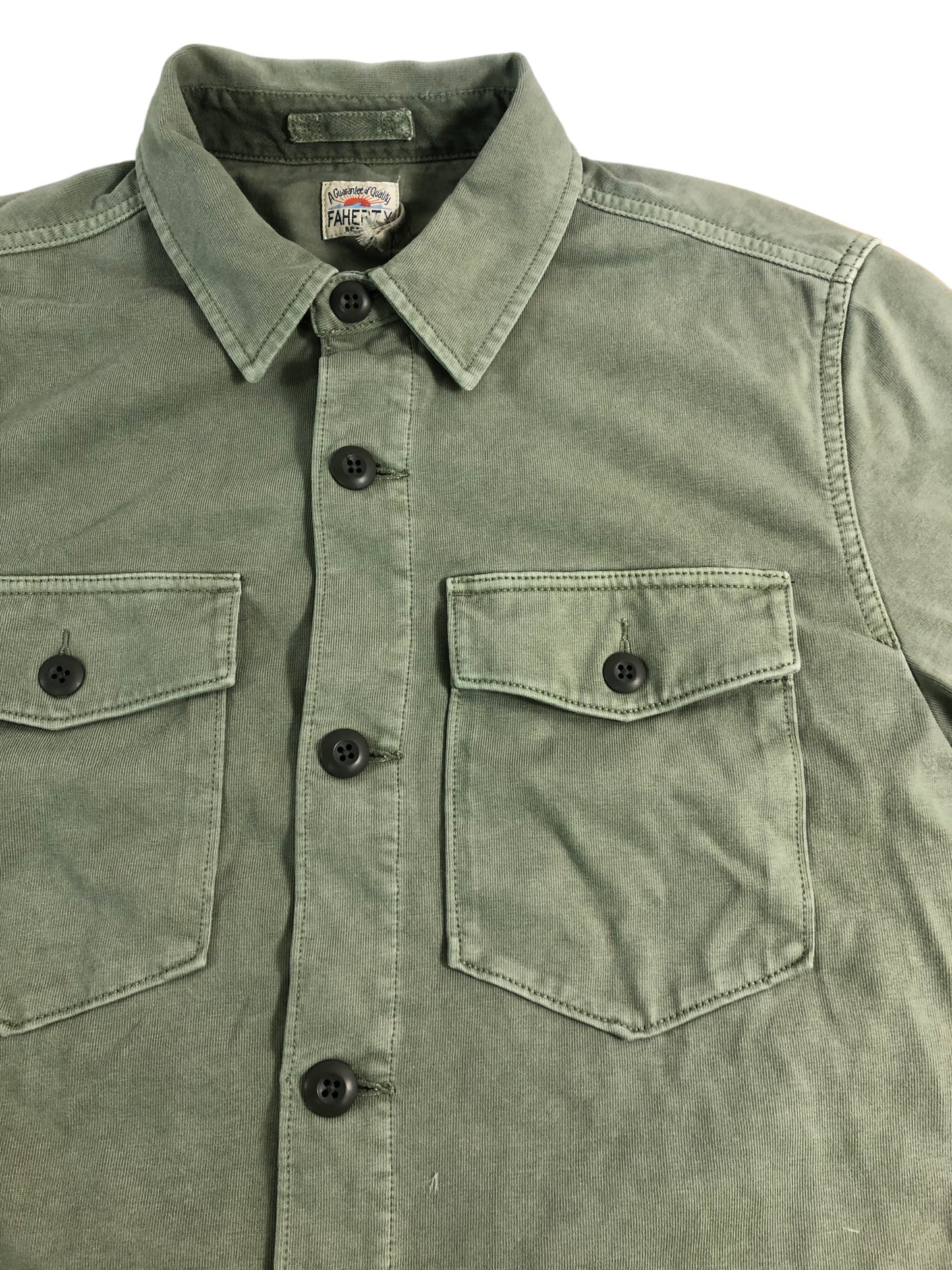 FAHERTY Jersey Shirt Jacket Size L Men's Olive Green Casual Cotton