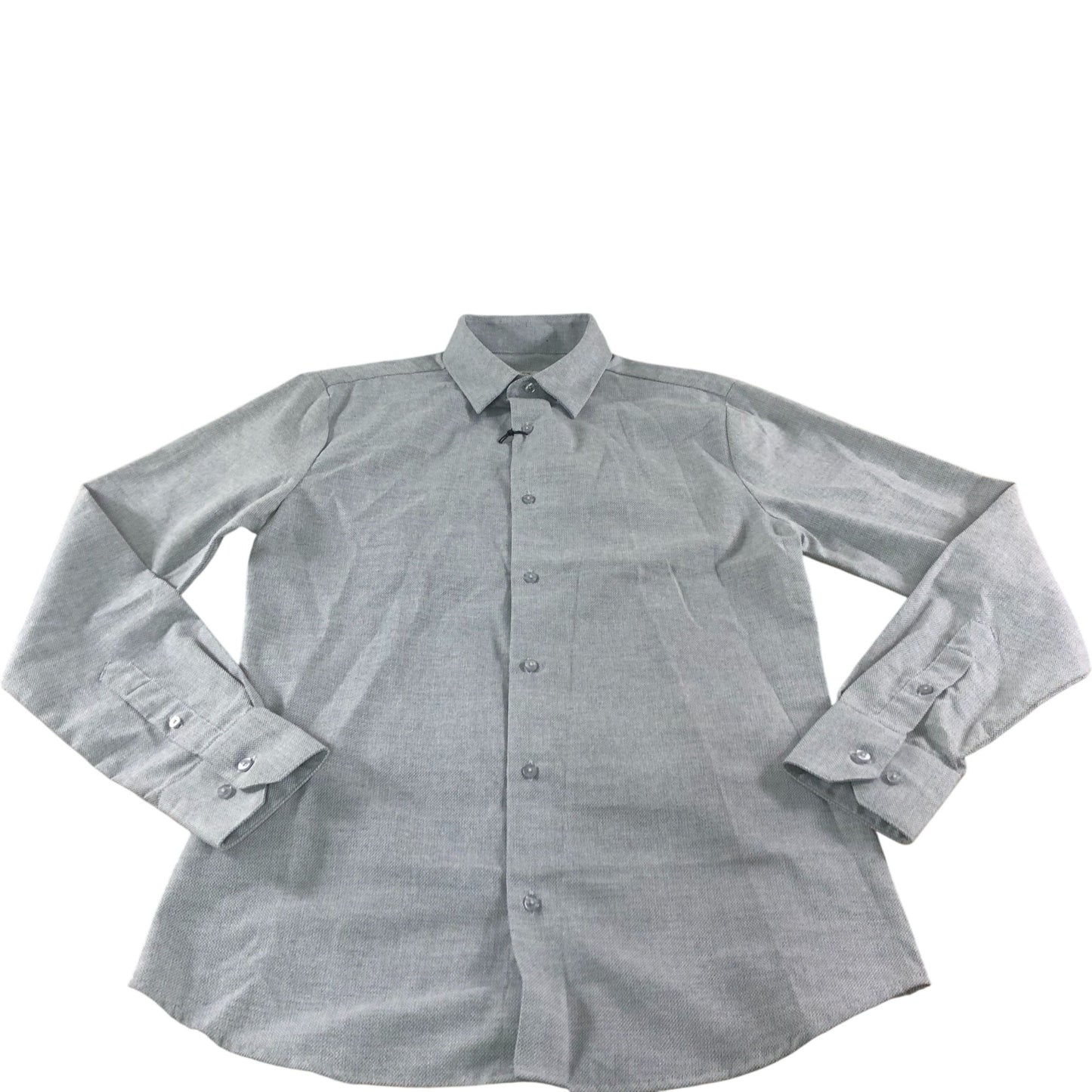 River Island Long Sleeve Formal Shirt Size S Men's Grey Textured Pattern