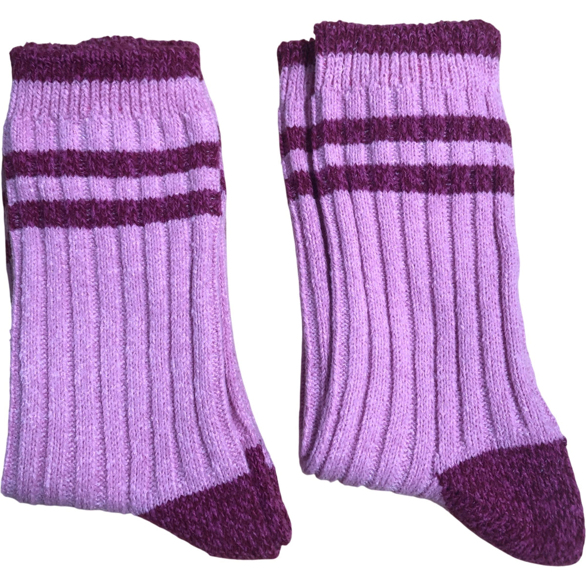 Pink and Burgundy Sporty Stripe Supersoft Socks One Size - Two Pack