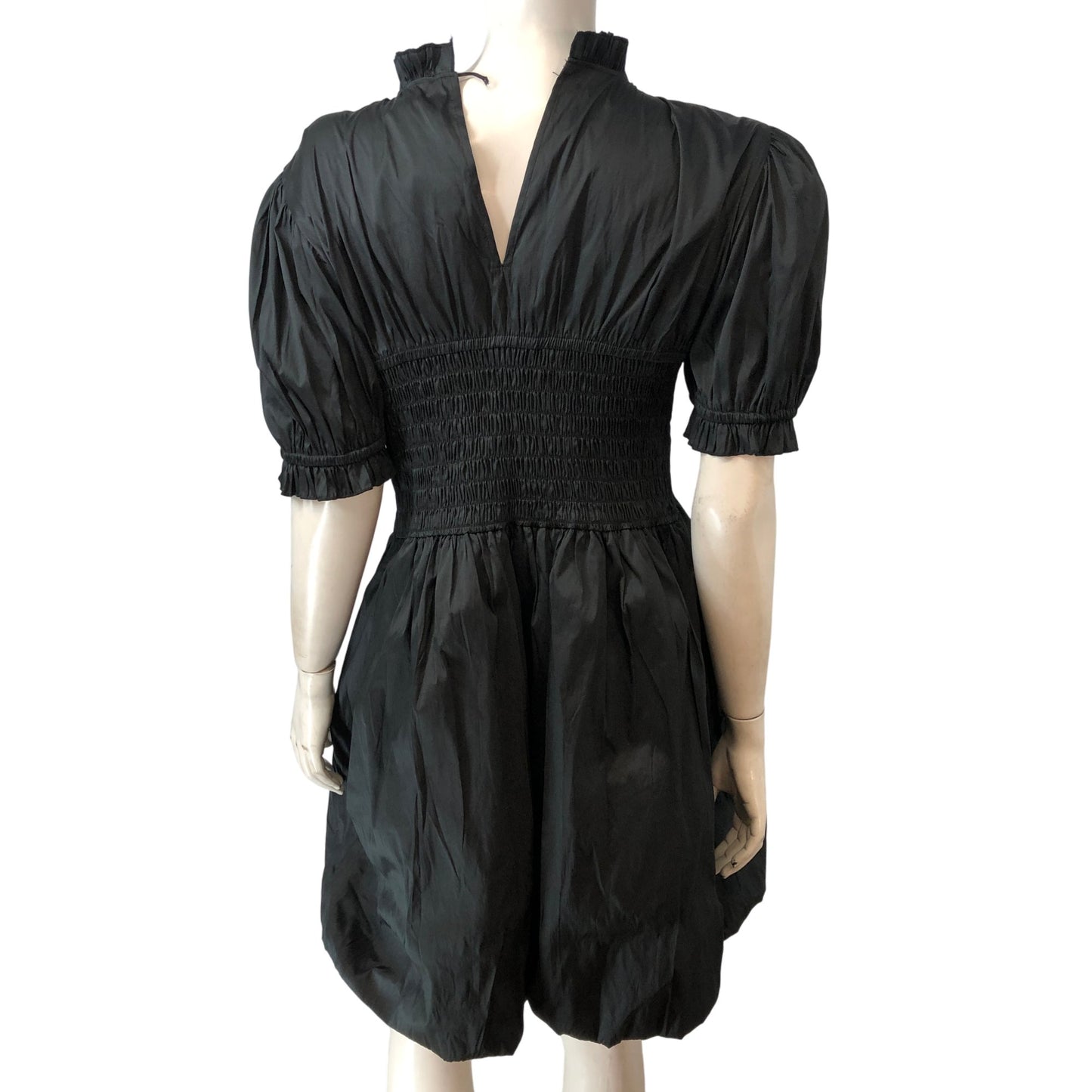 River Island Women Black Smocked Puff Sleeve Dress UK Size 16