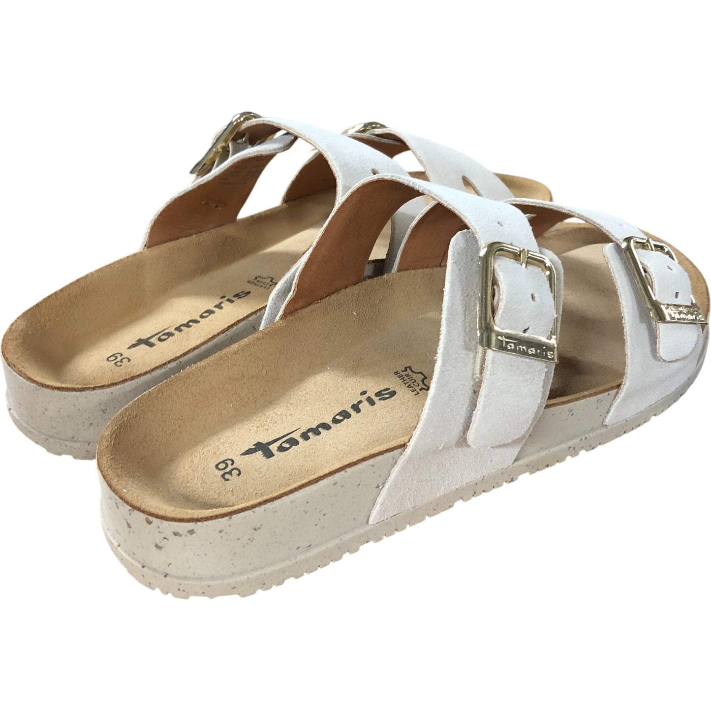 Tamaris Antelope Sandals UK6 Women's Beige Suede Buckle Comfort Shoes
