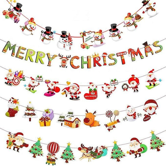 Christmas Flag Banner Decorations 5 Pieces