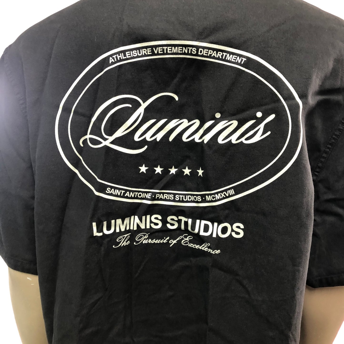 RIVER ISLAND Studios Casual Shirt M Men's Black Short Sleeve Cotton