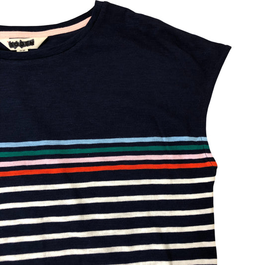 Boden Navy Striped T-Shirt Dress Size 12 Women's Soft Cotton Casual Wear