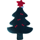 Christmas Tree Design Soft Dog Toy Green With Red Bows