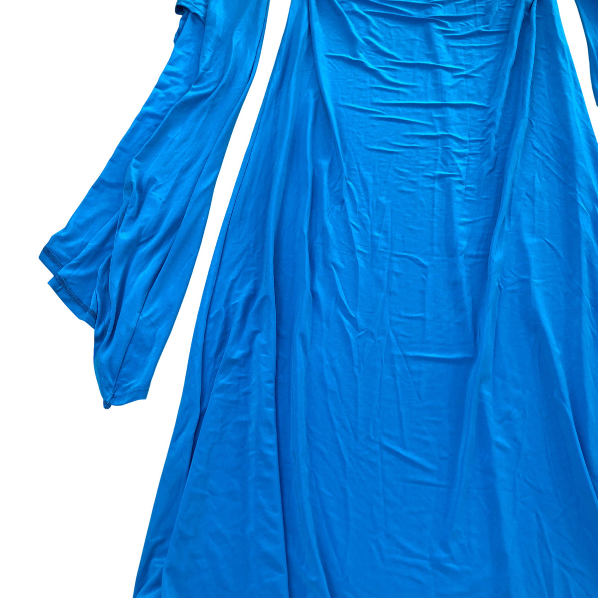 River Island Exaggerated Draped Flared Sleeve Blue Dress
