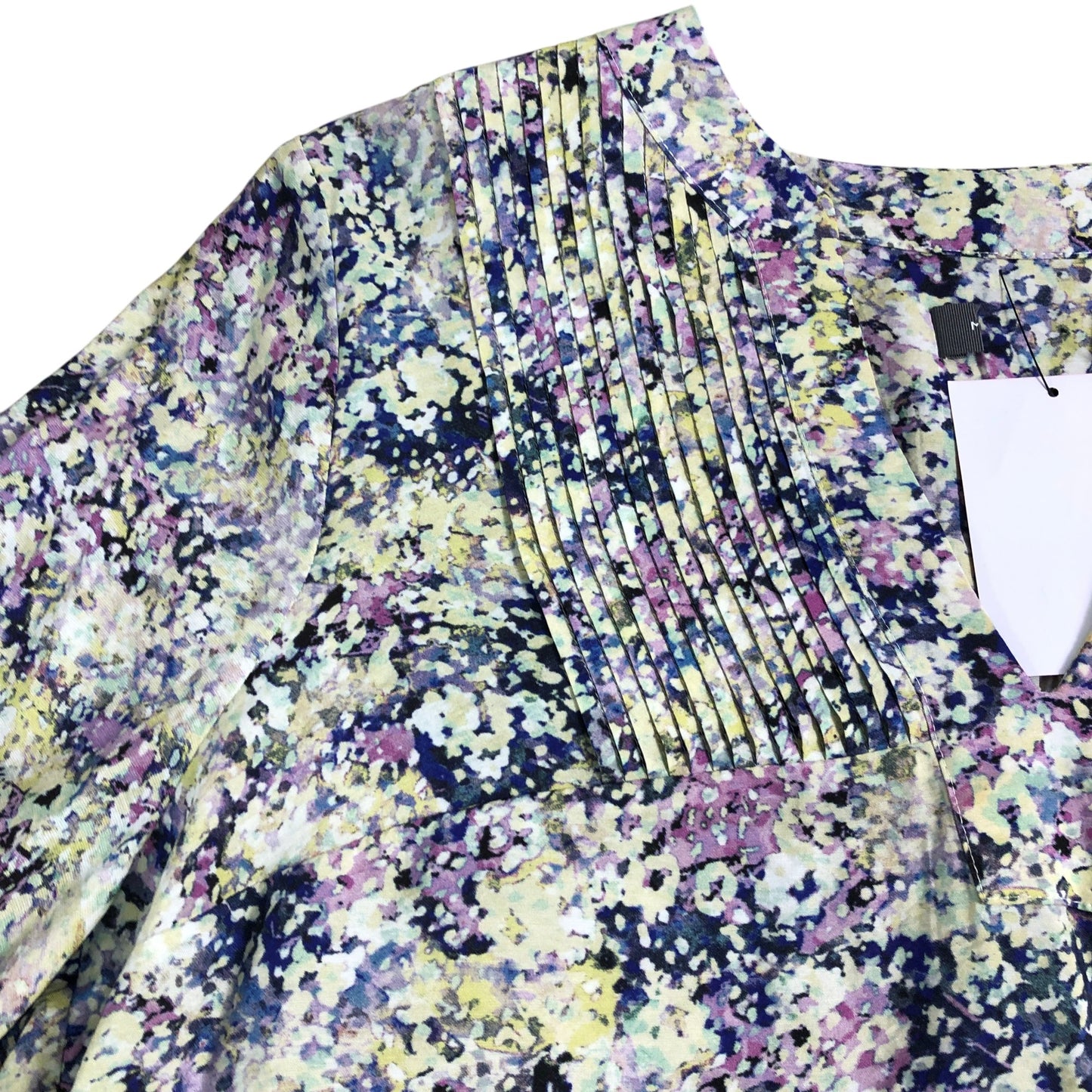 Branded Floral Blouse UK 12 Women's Long Sleeve V Neck Pleated