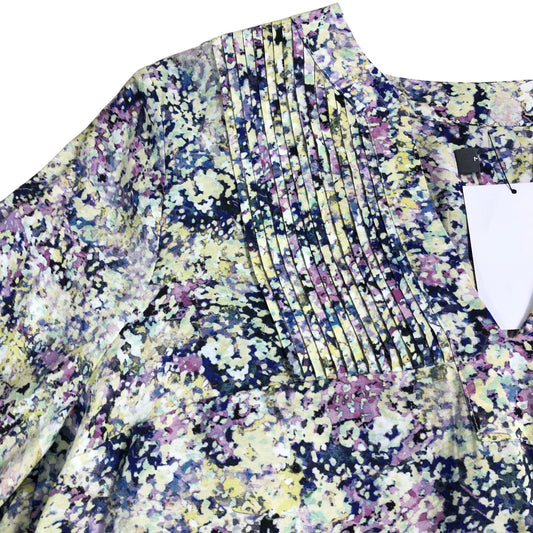 Branded Floral Blouse UK 12 Women's Long Sleeve V Neck Pleated