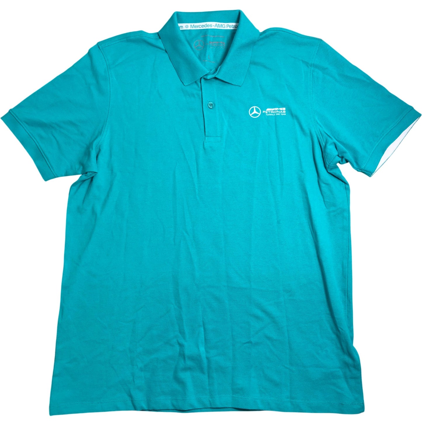 Mercedes-AMG Petronas Team Polo Shirt L Men's Cool Aqua Display Logo