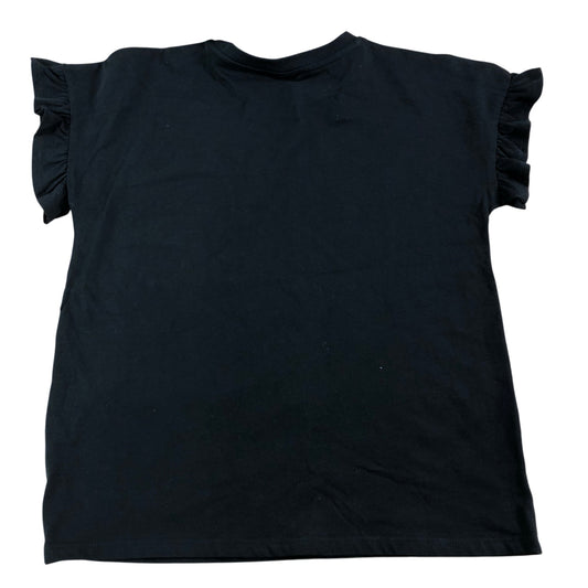 River Island Elphaba Graphic T-Shirt Girls Black Age 11-12 Ruffle Sleeve Design