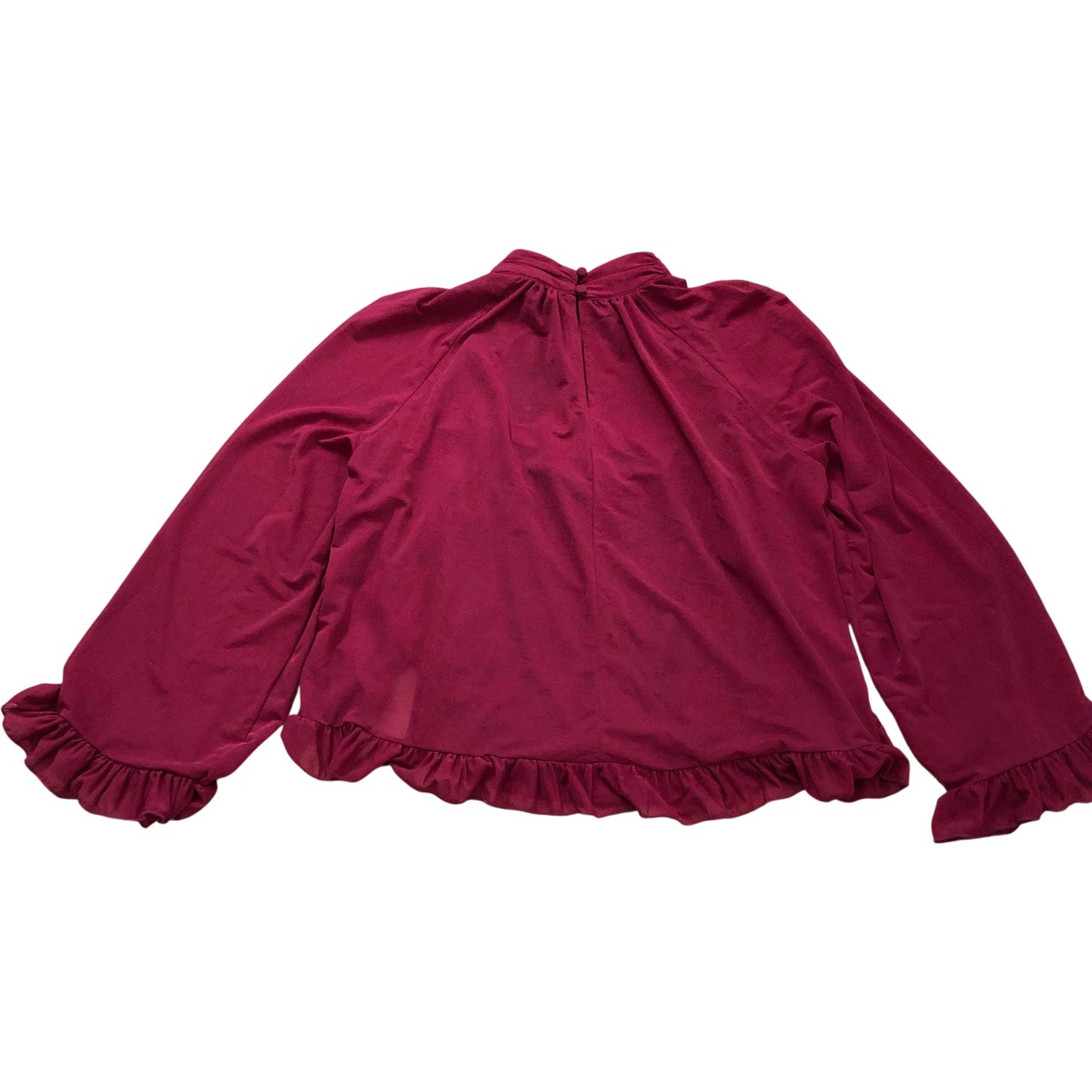 River Island Ruffled Sleeve Top Size 14 Women's Red Cotton Casual Blouse