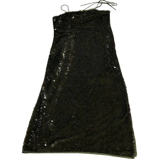 Sequin Dress UK12 Women's Sleeveless Evening Long Green