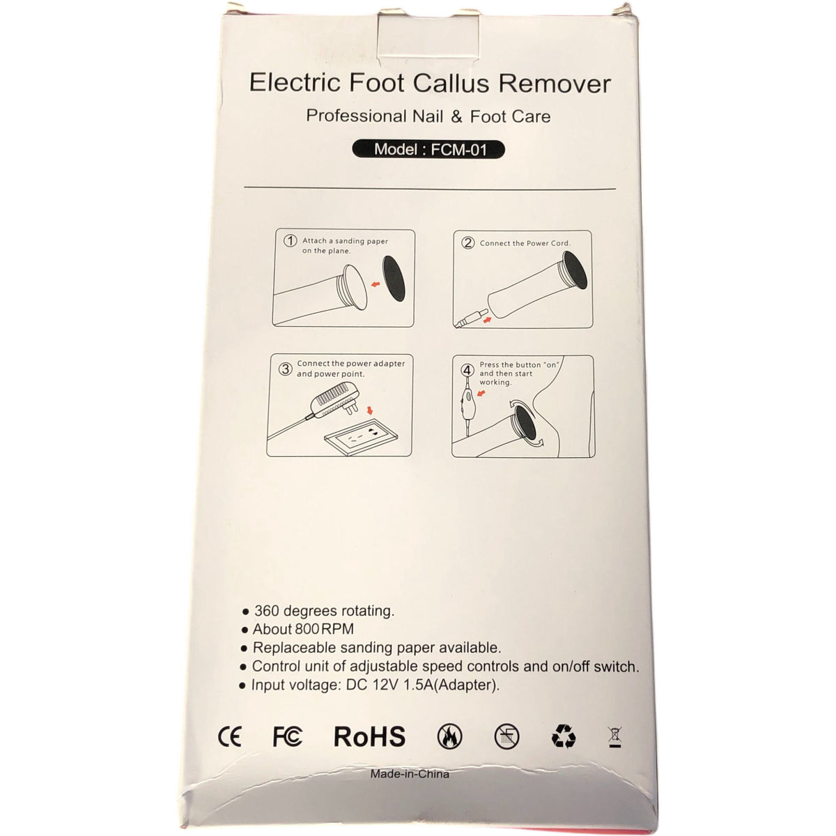 Electric Foot Callus Remover With Sanding Discs Pink