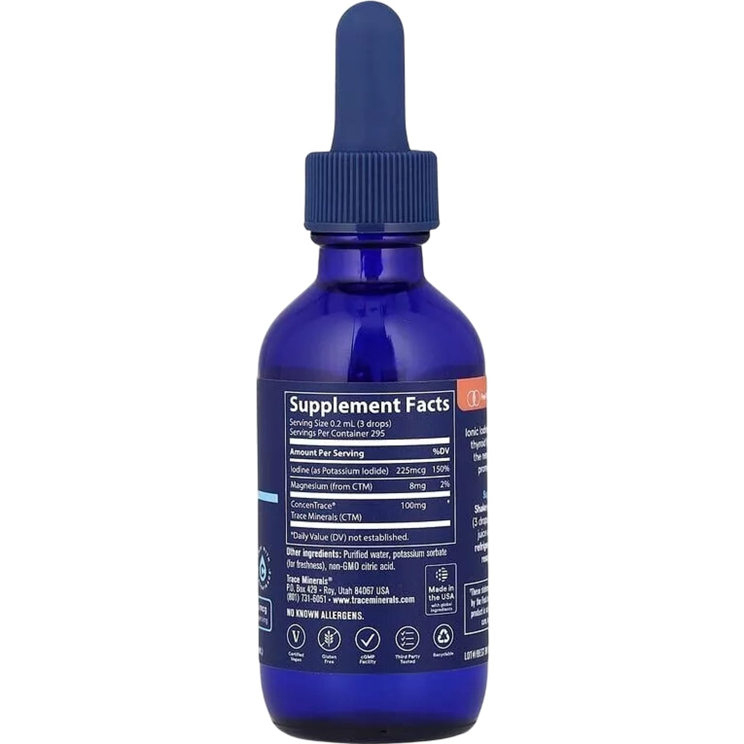 Trace Ionic Iodine Liquid Supplement 59ml Vegan Thyroid Support Natural Health