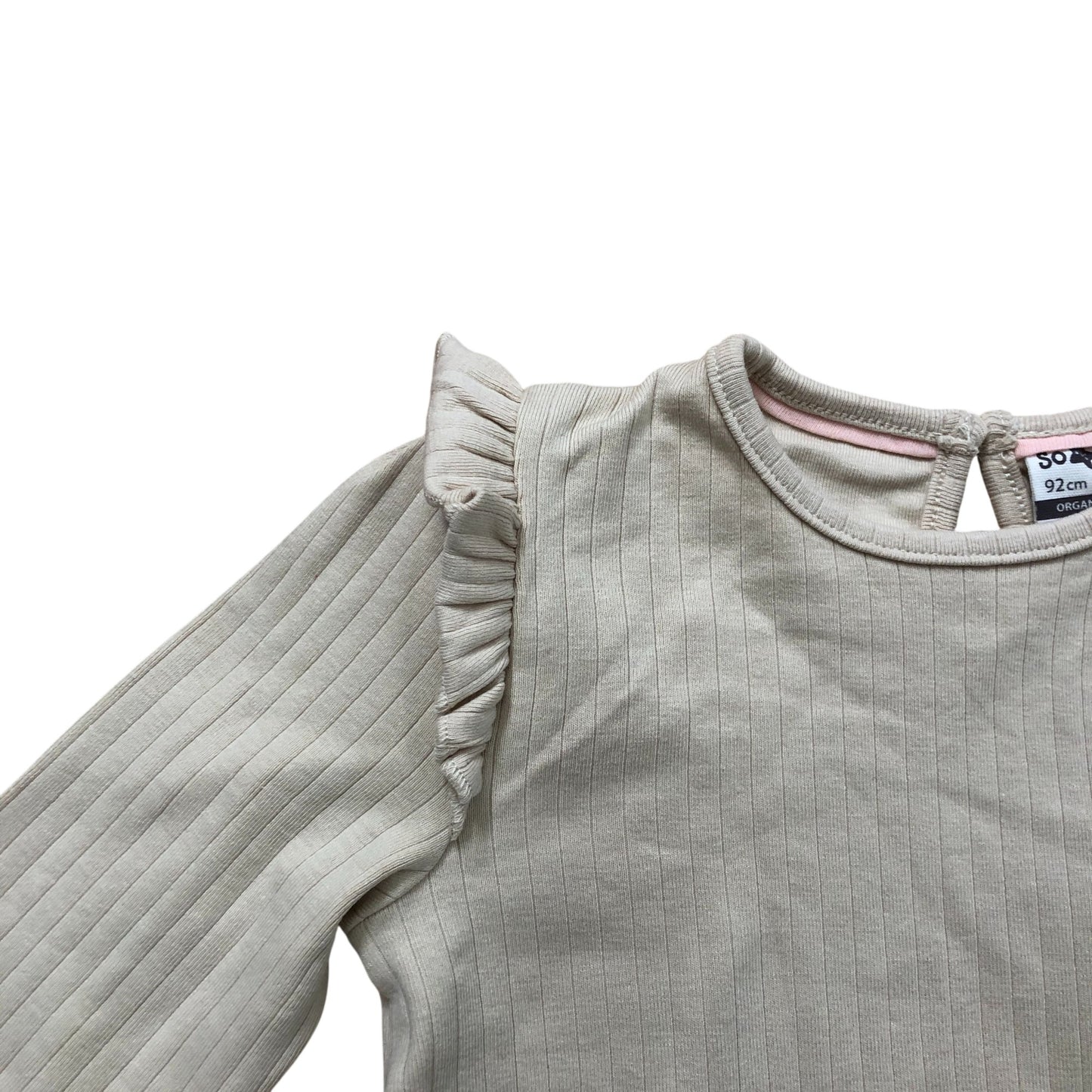So Cute Organic Baby Top 18-24 Months Cream Long Sleeve Ruffle Detail
