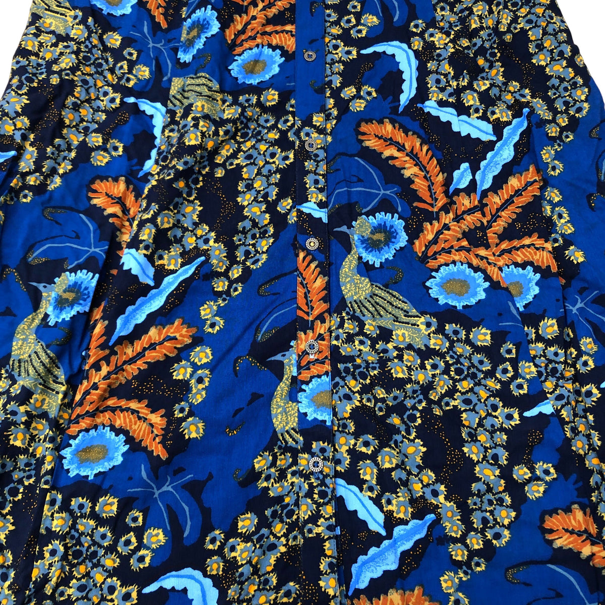Long Sleeve Shirt Dress UK6 Women's Floral Patterns Viscose Blue Orange