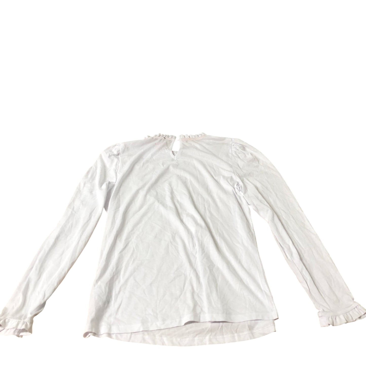 Boden Long Sleeve Top Women's White Ruffled Neck Cotton Modal Blend UK14