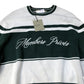 River Island Members Privés Crew Neck Jumper UK Size M Green White Stripes
