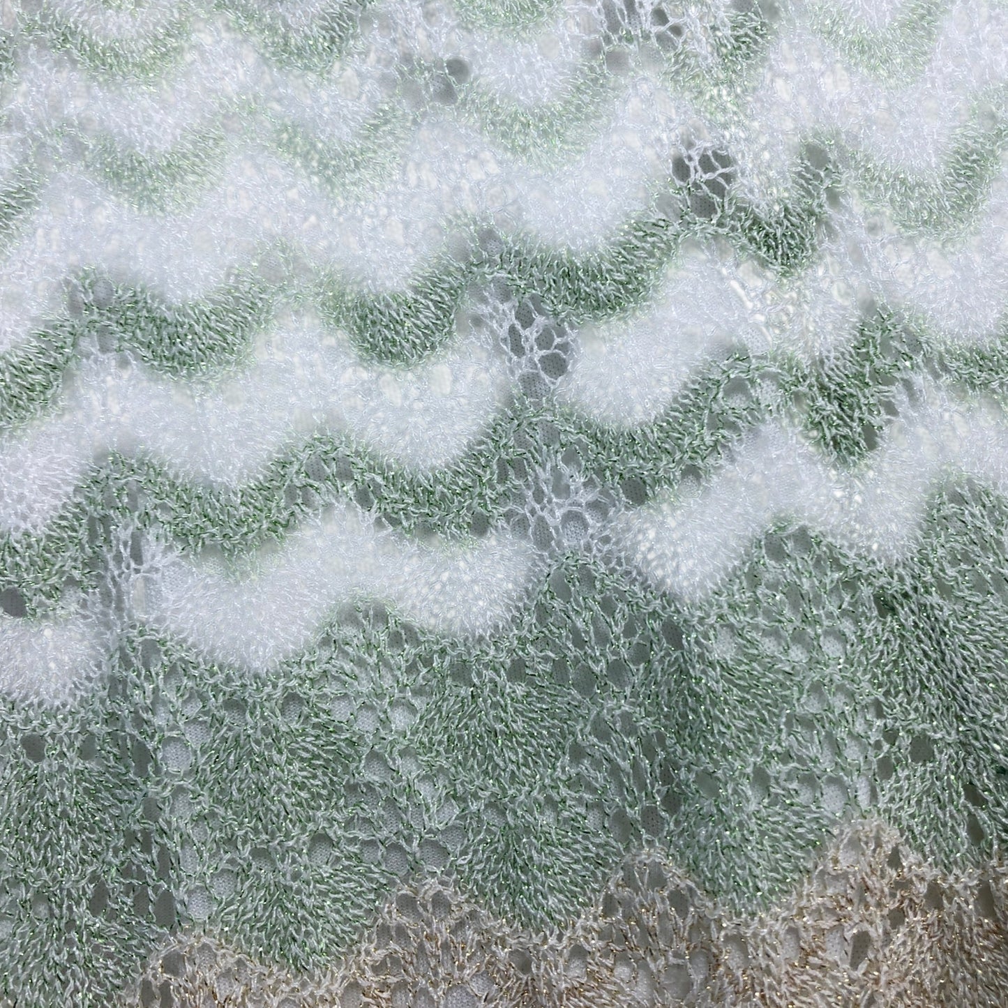 River Island Girls 7/8 Years Knitted Flared Trousers Green Beige Lace