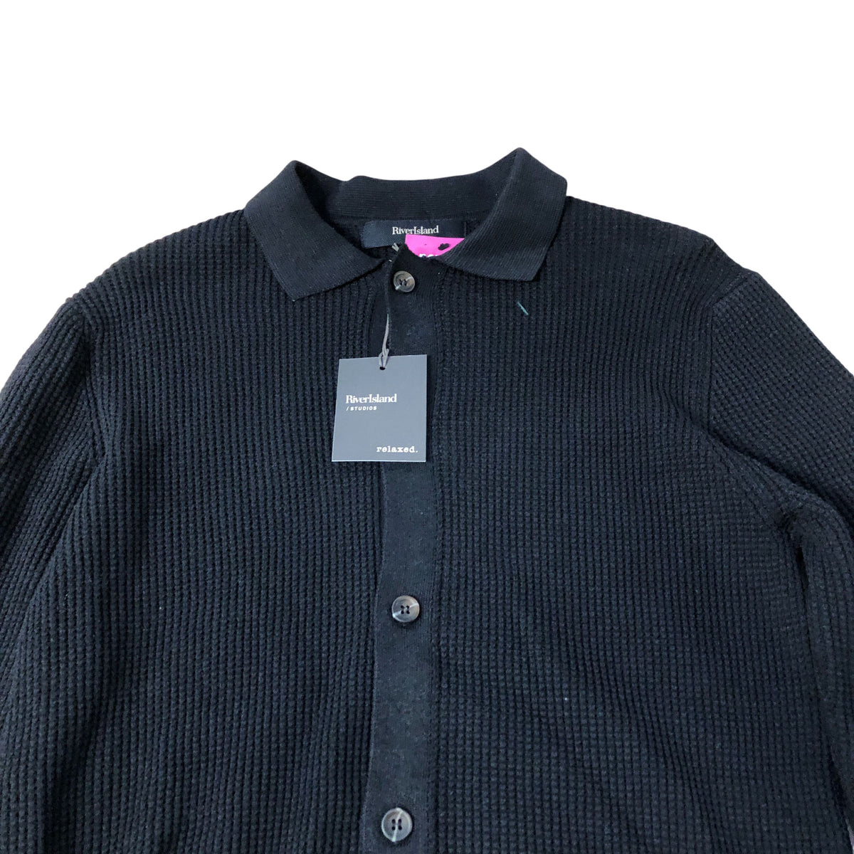 River Island Relaxed Fit Black Cardigan Men's Casual Knitwear Medium